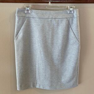 Grace Elements PONTE stretch straight skirt mist grey Heather color zip button 8